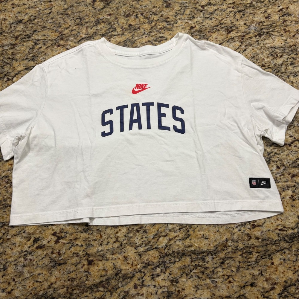 Nike USWNT States Cropped Graphic T-Shirt White XL US Soccer Women's Tee ws